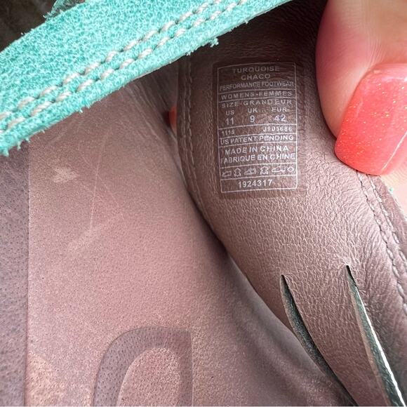 Chaco Sansa Turquoise Leather Thong Sandals Size 11 - Picture 6 of 6